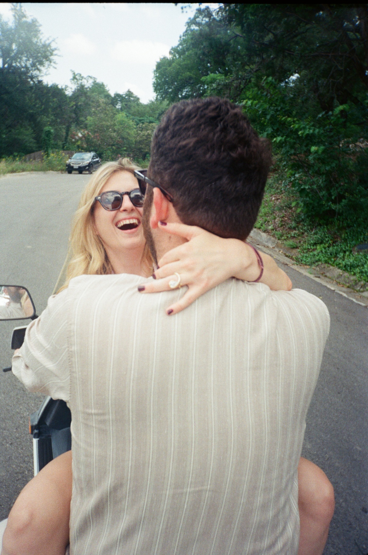 A laugh on the Vespa