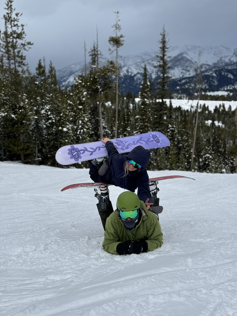 Goofing around with snowboards