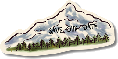 Hand-drawn Save Our Date mountain illustration