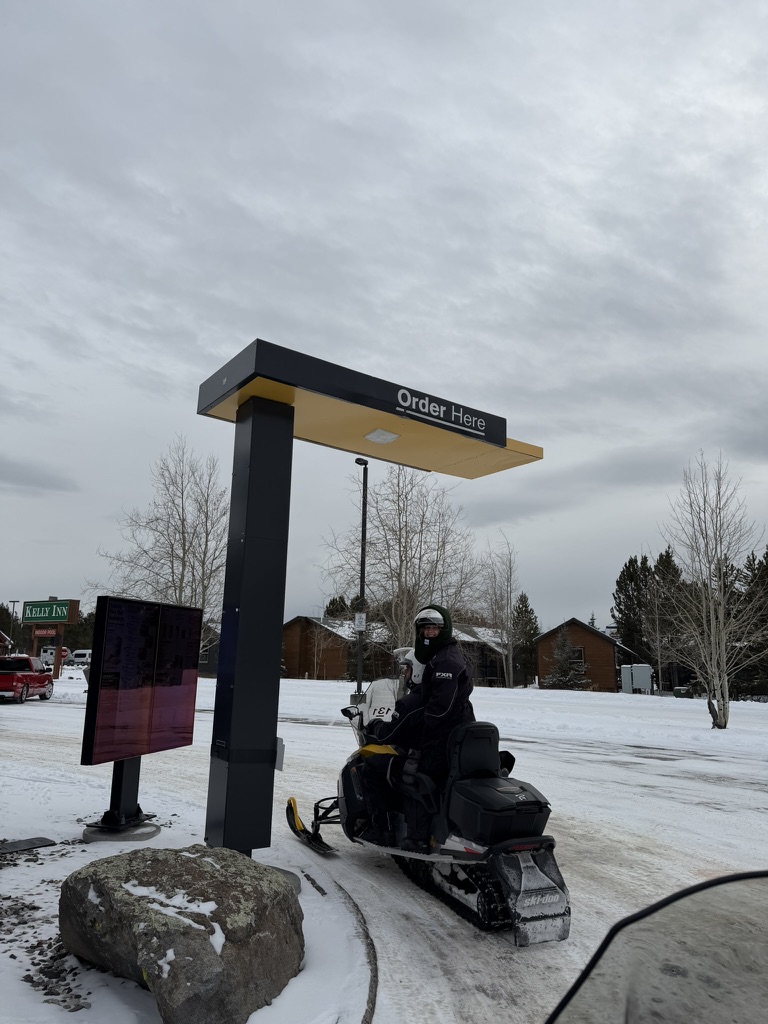 Snowmobile stop for an order